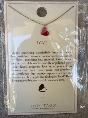 Tiny Tags 14k Gold Ion Plated Love Heart Charm Necklace